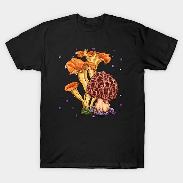 Bright graphic mushrooms, morel hunter T-Shirt by NadiaChevrel